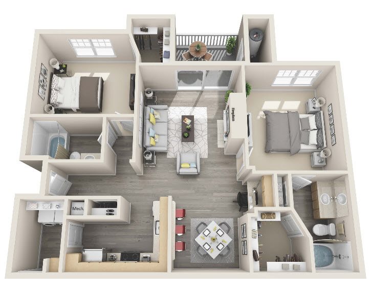 The Ashborough_Ashburn VA_Floor Plan_B24_Two Bedroom Two Bathroom The Ashborough_Ashburn VA_Floor Plan_B24_Two Bedroom Two Bathroom